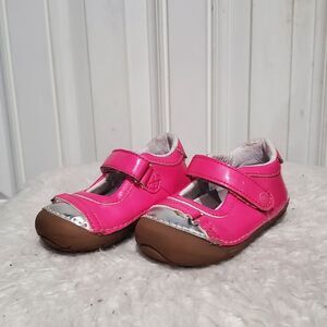 Baby Girl Stride Rite Shoes Size 4M Pink and Silver Baby Shoes Barely Used
